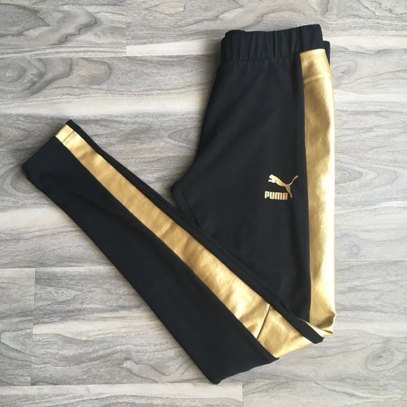 black and gold puma leggings